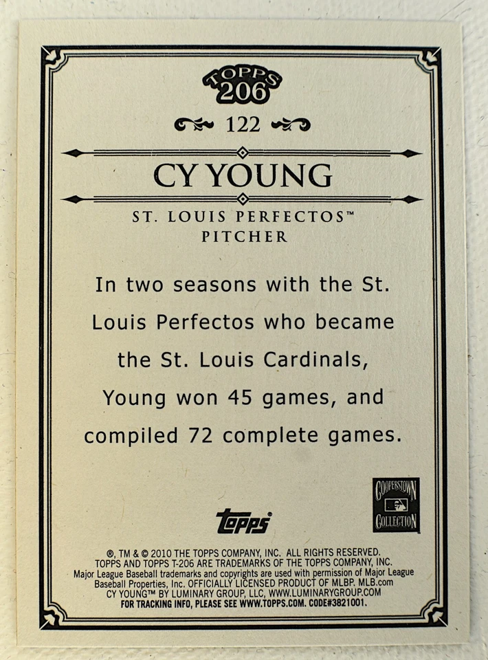 TOPPS 206 #122 CY YOUNG ST. LOUIS PERFECTOS, 2010 - Image 2 of 2