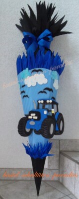 Schultüten Bastelset Traktor hellblau-blau