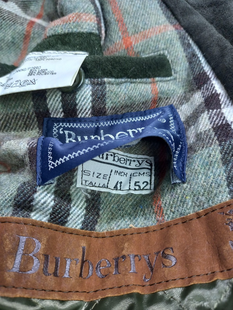 Vtg 80s BURBERRYS Green Suede Leather Wool Lined Nova Check Jacket
