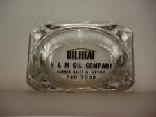 Ashtray Vintage H & M Oil Company Clear Glass