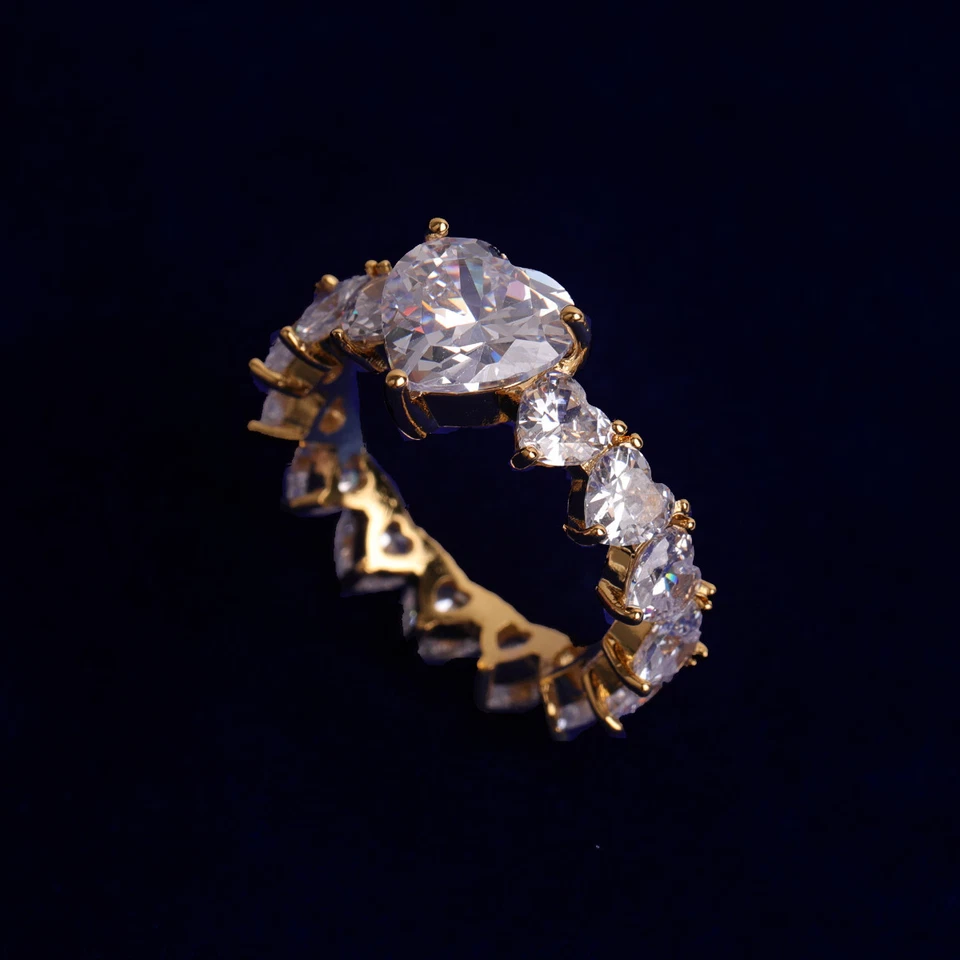 Loyal Heart |  Prong Set Solitaire 24k 925 Silver Rose Gold Plated Bling Rings - Image 3 of 4