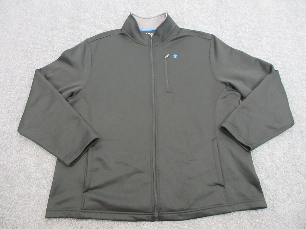 Izod Jacket Mens Extra Large Black Outdoors Full Zip Pocket Logo Casual Coat