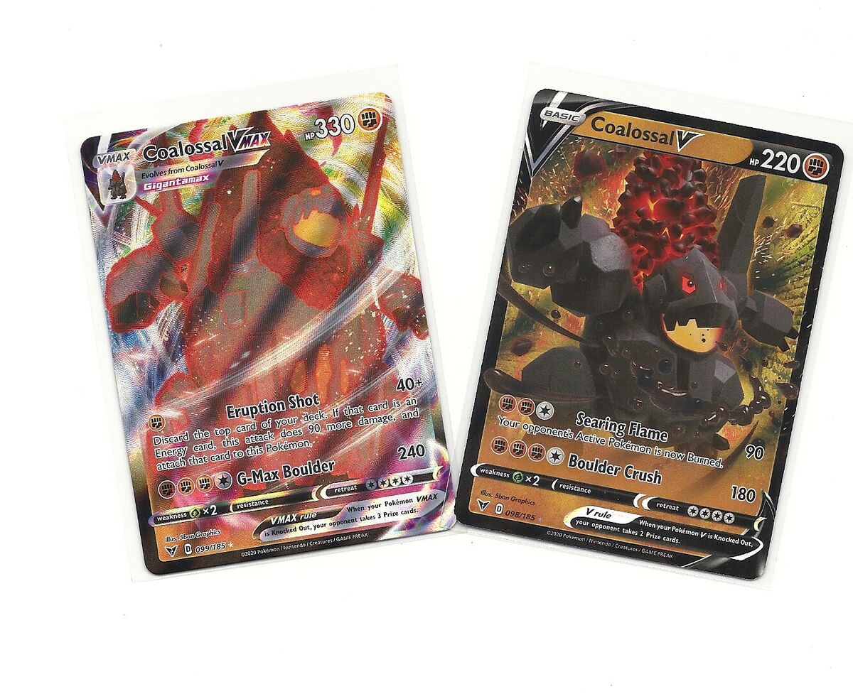  Pokemon Vmax Card Set - Coalossal VMAX 99/185 & Coalossal V  98/185 - Vivid Voltage - Ultra Rare Card Lot : Toys & Games