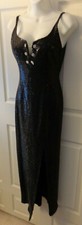 BLONDIE and ME Evening Dress💗Black Sparkle Hi-Slit Rhinestone Accents💗Sz 3/4