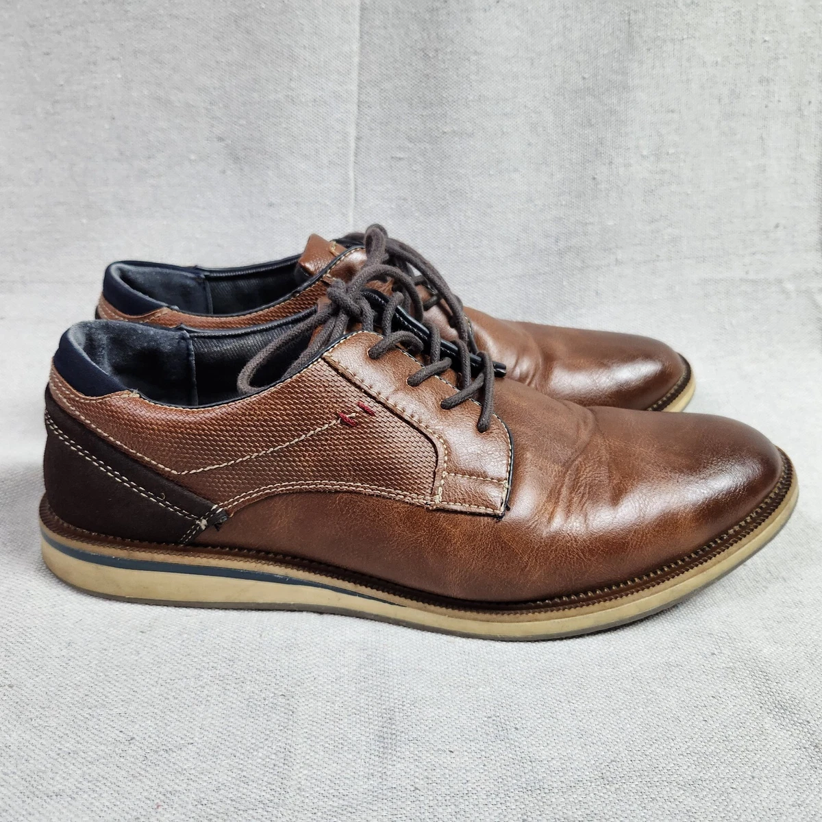 Vintage Y2K London Underground Brown Leather Square Toe Oxfords Men\'s Size 8 Vintage Camel Leather Square Toe Oxfords, Y2K Lace up Dress  main image 4