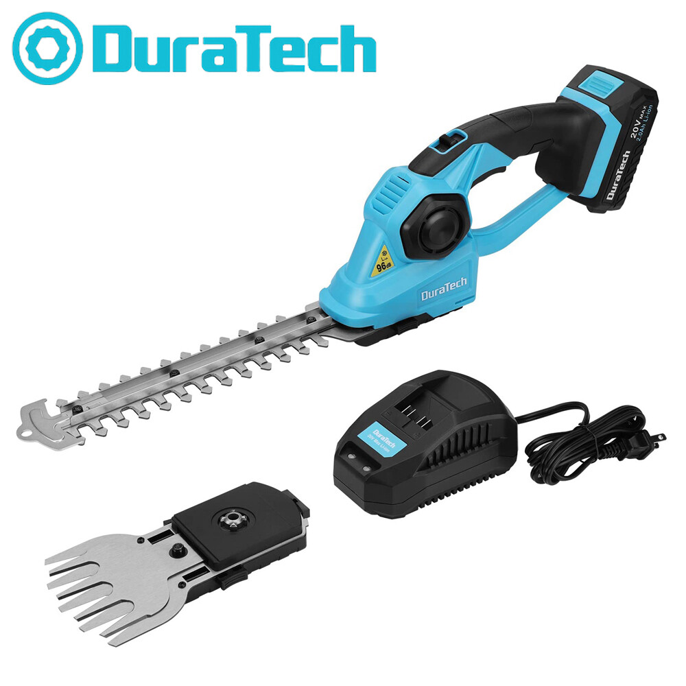 DURATECH 20V Cordless Hedge Trimmer Grass Shears 2-in-1 Shrubbery Hedge Trimmer