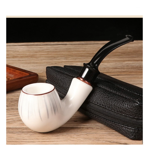 Resin Cigarette Pipe White Bent Type Portable Smoking Accessories for Gift 9mm - Video 1 of 1