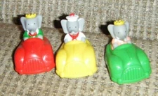 1992 COMPLETE SET OF 3 BABAR'S WORLD TOUR PULL BACK RACERS Arby's Fast Food Toys