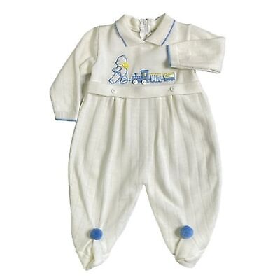 Baby Dior Vintage Teddy Bear Train Knit One Piece Size S up Baby Dior Vintage Teddy Bear Train Knit One Piece Size S up
