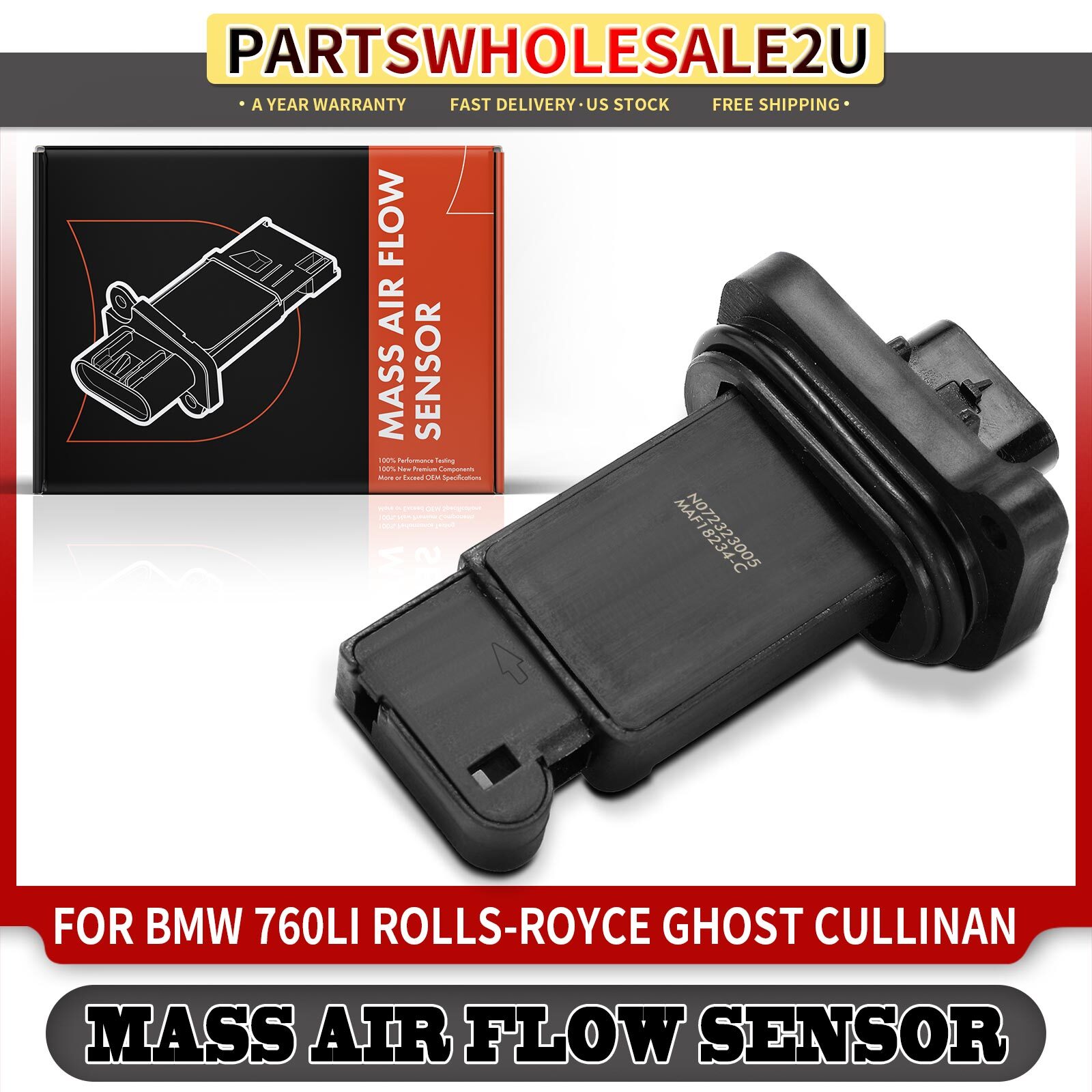 Mass Air Flow Sensor for BMW 760LI 2010-2015 Rolls-Royce Ghost Cullinan Wraith