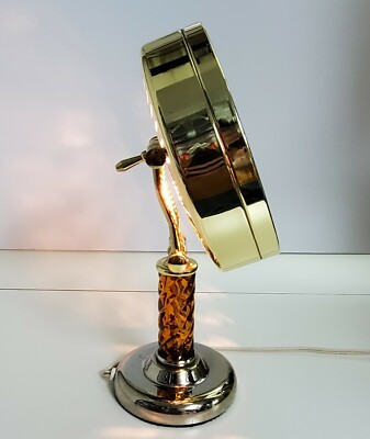 #ad MCM Electric Magnifying Pedestal Mirror Gold and Amber Soft Lights Working $64.95