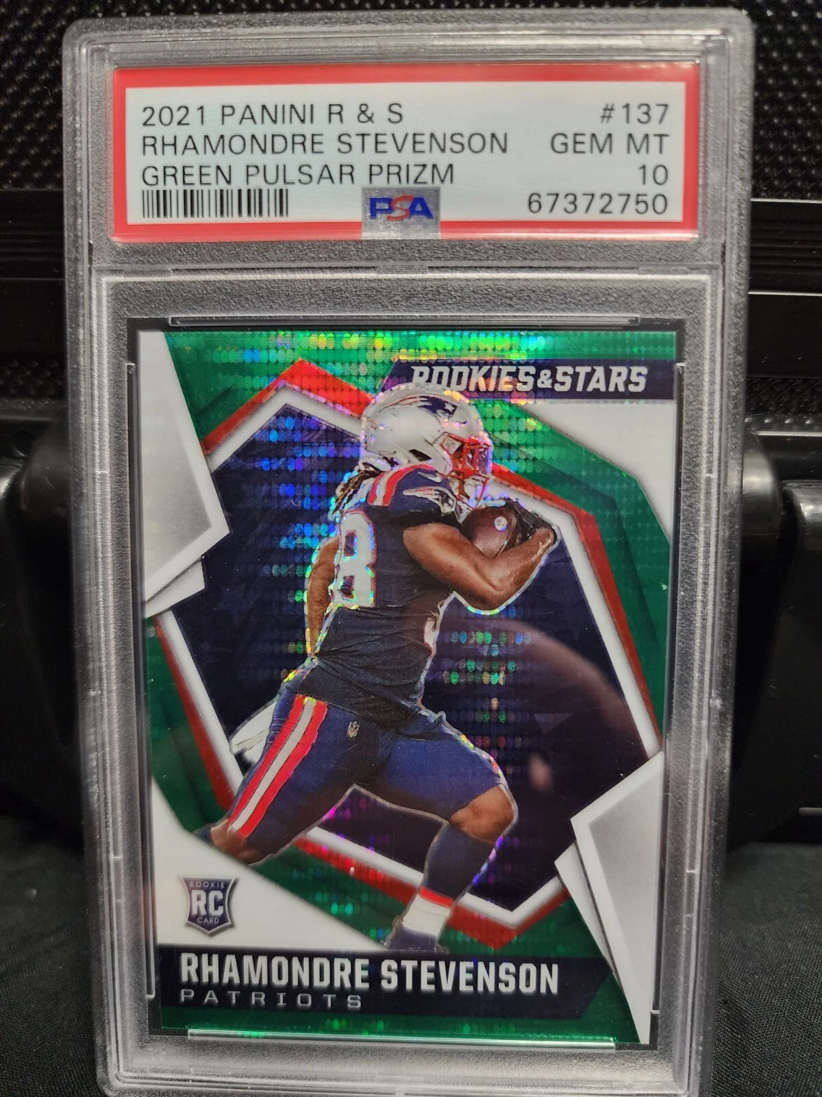 Rhamondre Stevenson Panini Rookies & Stars #137 Green Pulsar