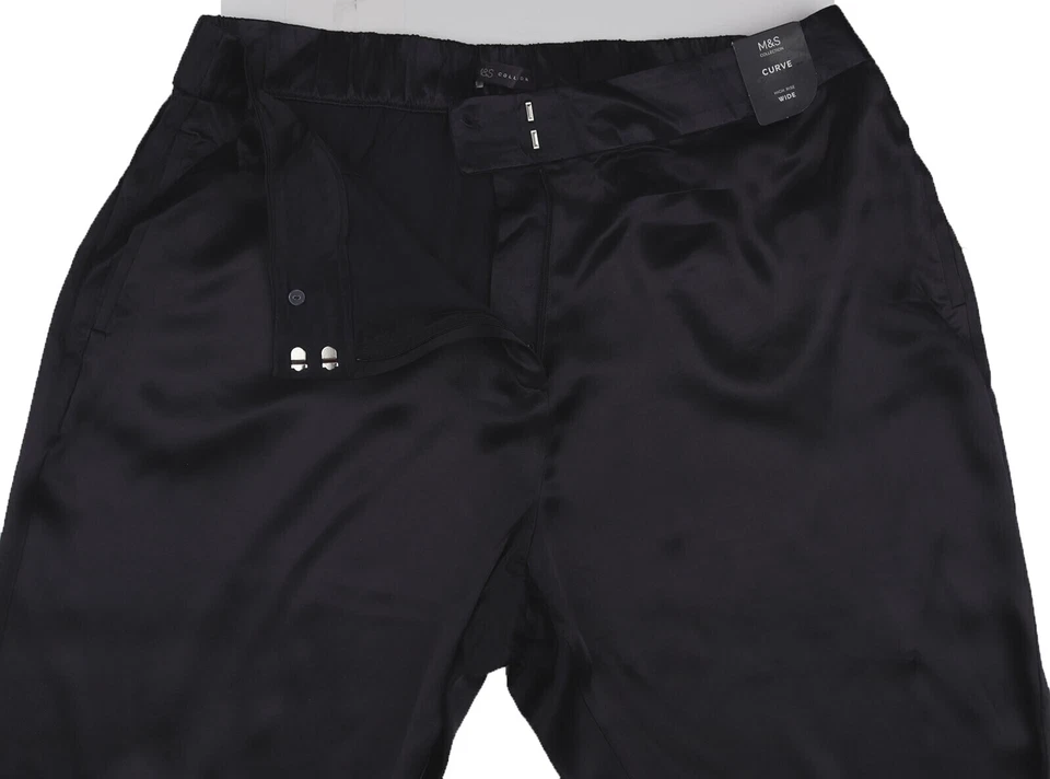 M&S Womens Marks & Spencer Curve Blue Wide Trousers Size 18 Petite RRP £39.50 LF - Image 3 of 4