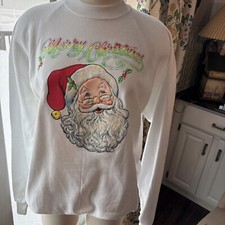 Vintage 80s 90s Christmas Santa Claus Ugly Sweater Sweatshirt Party Size XL USA