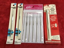 9 Steel Crochet Hooks in Orig Pkging - Bates, Boye - one is vintage Clipson