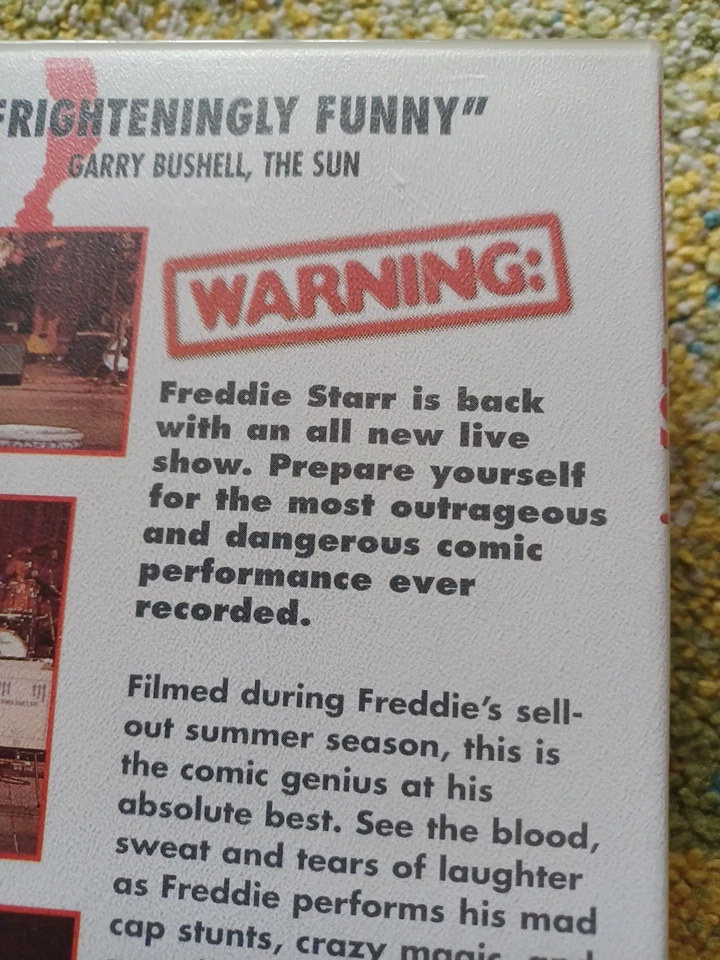 Freddie Starr. The Legend Is Back. VHS Video. PAL. Cert 18 - Image 2 of 2