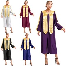 Women's Church Clergy Priest Robe Gown Clergy Maxi Dress Worship Costume Outfits