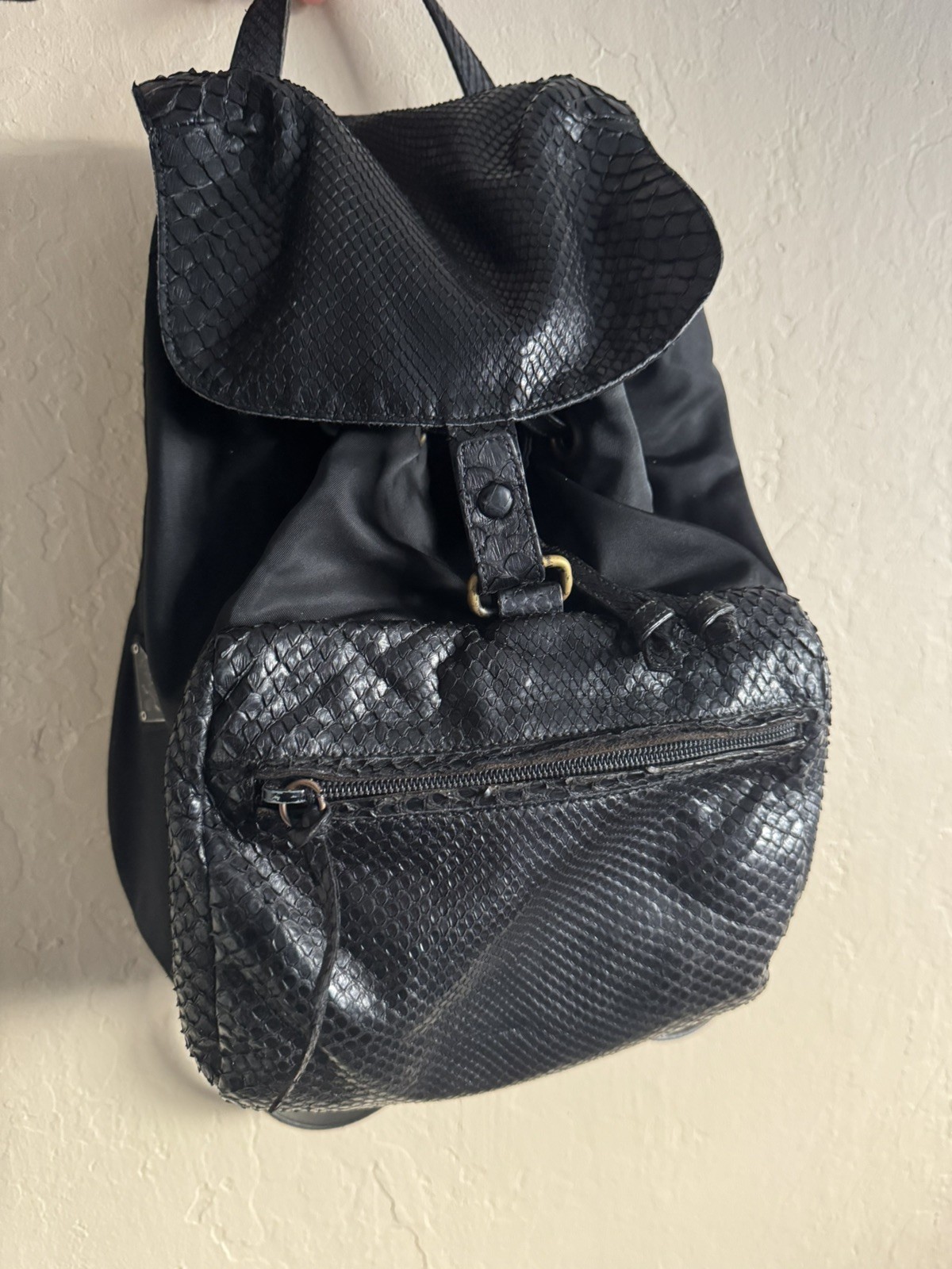 PRADA Backpack PYTHON BAG BLACK SNAKESKIN LEATHER… - image 1