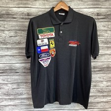 Vintage Nissan Grand Prix IV Shirt Mens XL Black San Antonio Racing Polo Patches