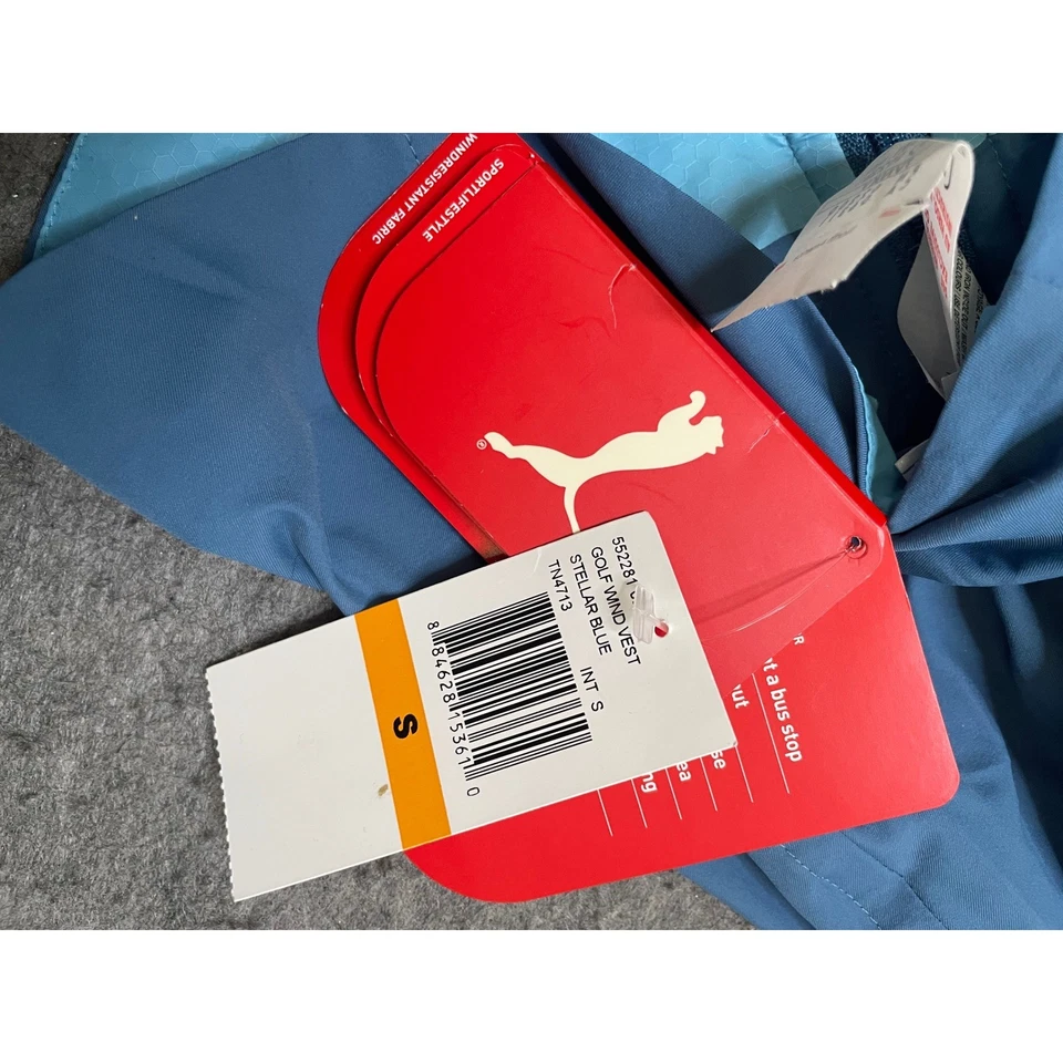 Puma Golf Wind Vest Womens Small Stellar Blue Sleeveless Full Zip Sportswear NEW - Image 3 of 4