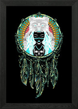 Wolf dream catcher Framed Wall Art Poster Canvas Print Picture