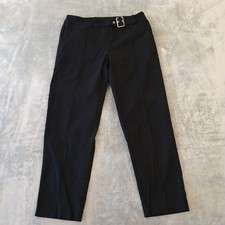 Zac  Rachel Ankle Pants Womens Size 10 Black Stretch 30x25.5 Mid Rise Buckle