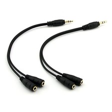 2-Pack Gold Plated 3.5mm Stereo Jack Splitter Cable Adapter 4 x 0.3 x 1 inches