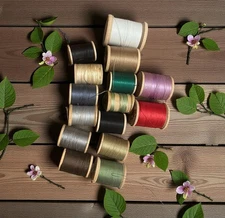 Vtg Lot of 15 STAR size 50/Polyblend etc Thread on Wooden Spools Mix Colors Used