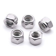 10 24 Nylon Insert Hex Lock Nuts Stainless Locknuts, Hex Drive, Bright Finish,