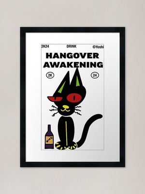 Betrunkene Katze, Kater erwacht Rahmen gerahmt Wandbild Poster Leinwanddruck Bild