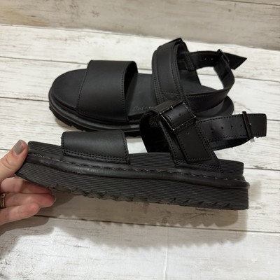 Dr. Martens Women's Black Voss Leather Strap Platform Sandals US 7