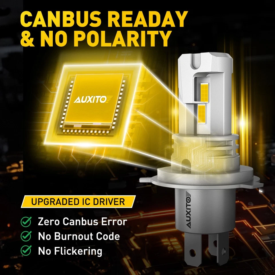 2-20PC AUXITO H4 LED 9003 Headlight Bulb Hi Low Beam Conversion Kit Amber Yellow - Image 3 of 4