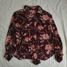 Business Casual Floral Pattern Women's Blouse Long Sleeve Medium
