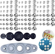 100PCS Cover Button Kit with Tools,DIY Fabric Covered Buttons Set - 5 silver