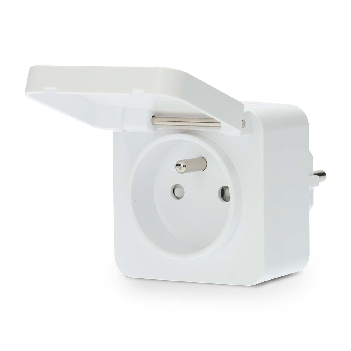 Prise avec wattmètre Wi-Fi intelligent Nedis IP44 domotique blanche 3680W