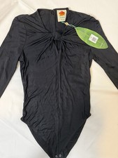 Farm Rio Black Long Sleeve Knot Front Bodysuit Size S NWT