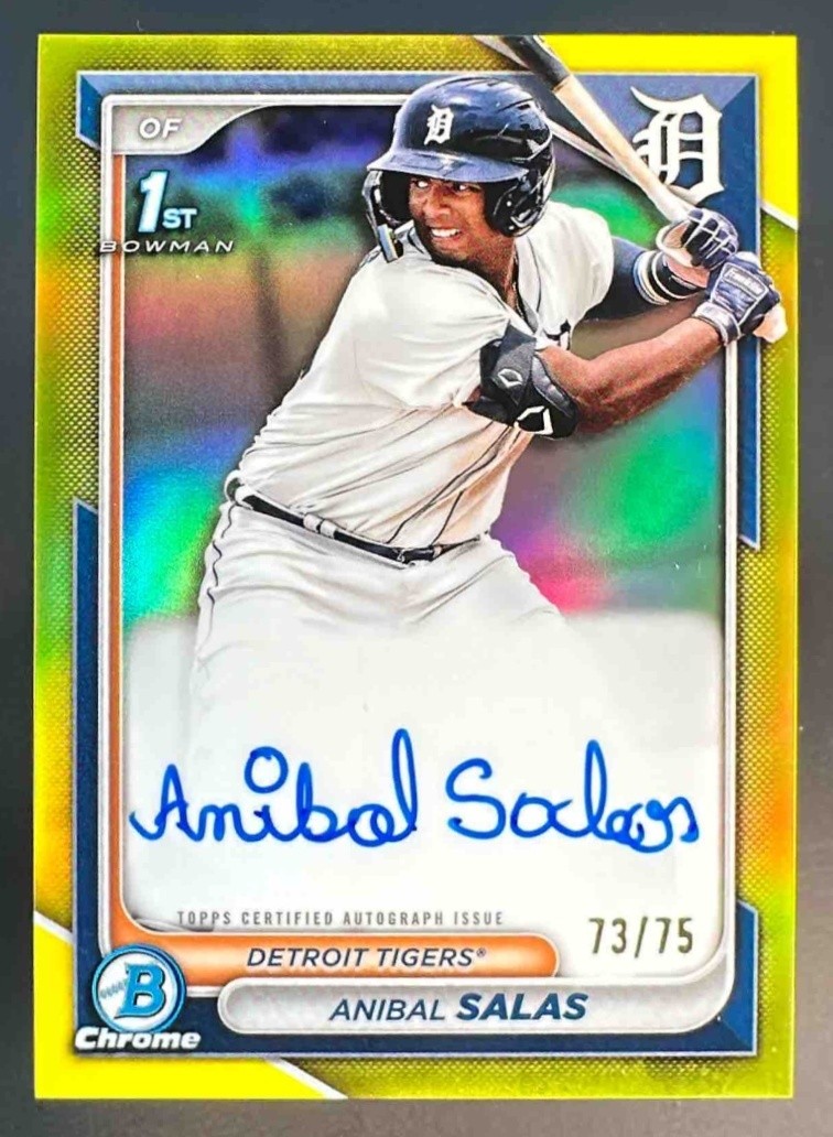 2024 Bowman Chrome Anibal Salas Auto Yellow Ref /75 #CPA-ASA 1st Bowman
