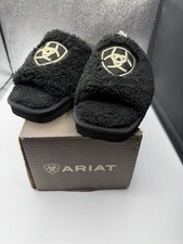 Ariat Cozy Slide Women  s Size 8 Black Sherpa Fleece Slippers AR2697-001 Box