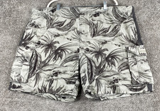 Caribbean Joe Swim Trunks Shorts Men's Size XXL Gray Palm Tree Print