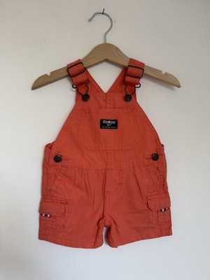 OshKosh 6M Baby Mädchen orange Latzhose Shorts Spielanzug Overall Cargoshorts F17