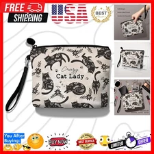 Durable Black Cat Zipper Pouch - Perfect Makeup & Toiletry Organizer