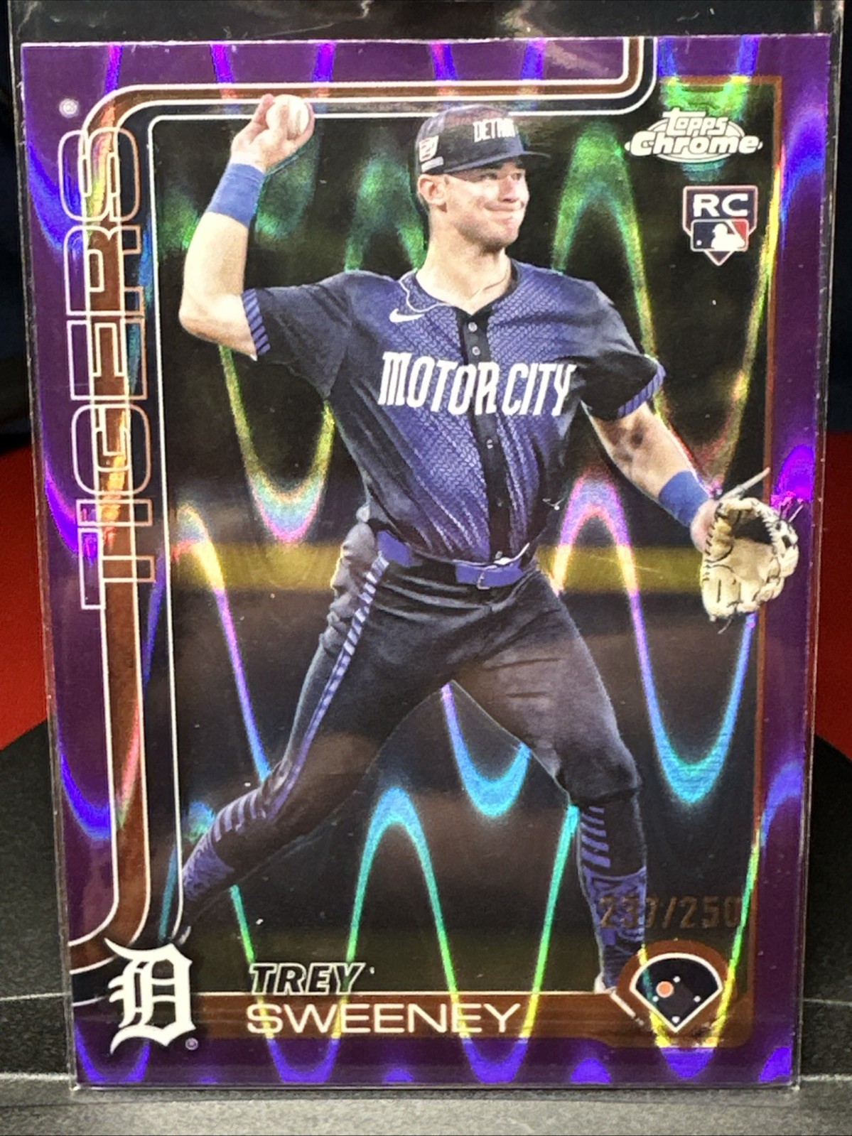 2025 Topps Chrome - Trey Sweeney #6 Purple Raywave Refractor /250 (RC)
