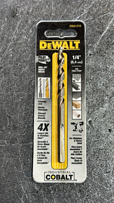 DEWALT DWA1216 1/4'' Cobalt Pilot Point Drill Bit for Drill Cutting