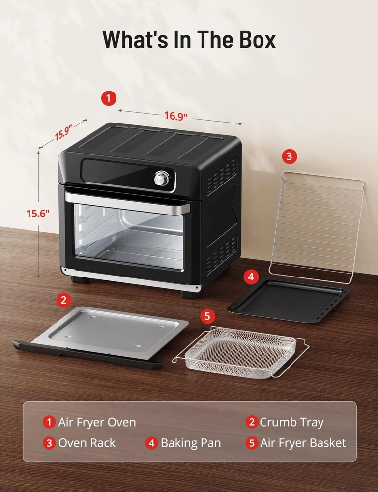 24-in-1 Air Fryer Toaster Oven with 26QT XL Capacity and Digital Controls