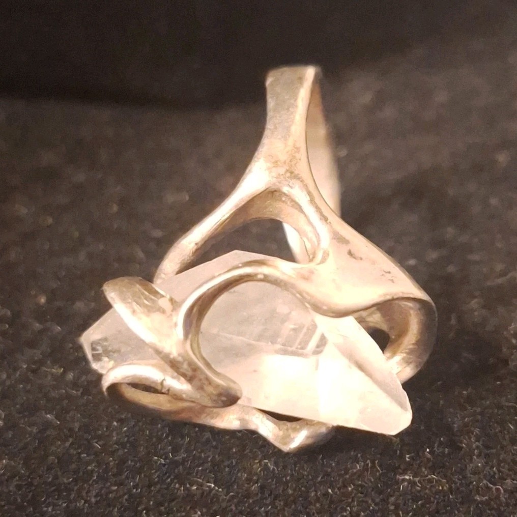 Handcrafted Silver Statement Ring with Raw Asymme… - image 1