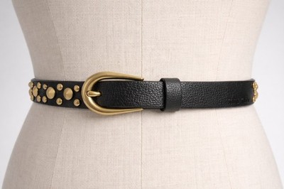Miu Miu Black Leather statement belt Studded  womens size 36