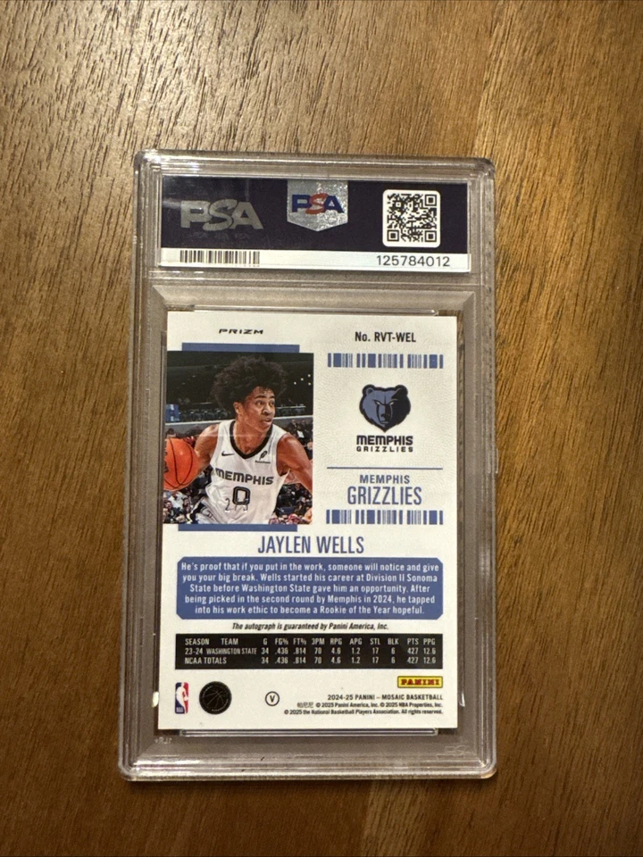 2024-25 Panini Mosaic - Jaylen Wells Season Ticket Auto /5 - GEM MT - POP 1 - Image 2 of 2