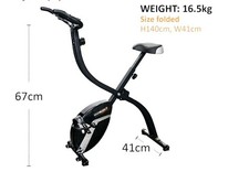 Roger Black Folding Exercise Bike 8 Resistance Levels H110 cm X W40cm X D70cm