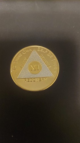Gold Bi Plated Alcoholics Anonymous 11 Year Medallion AA Coin Chip Token