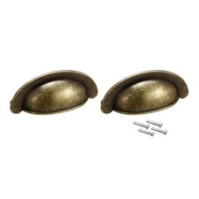 Cup Drawer Pull Kitchen Cabinet Handles Bronze Tone, 69mm Hole Centers, 2pcs